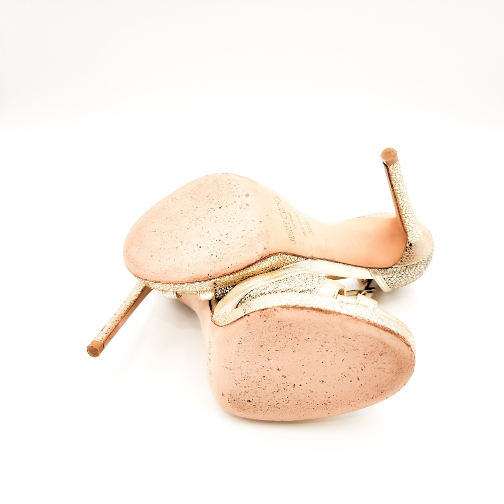 Jimmy Choo Gold Glitter Heels - Picture 8 of 8